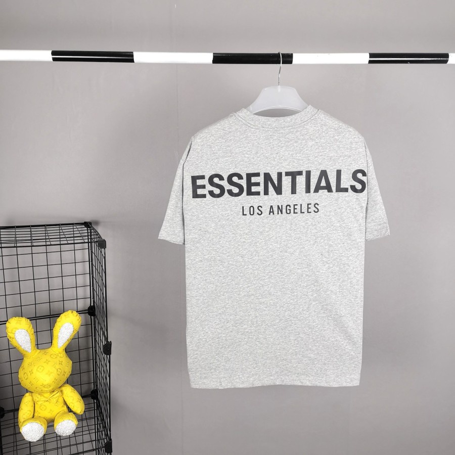 Kaos Baju Fear Of God Essentials Los Angeles 3M Reflective Grey Tee