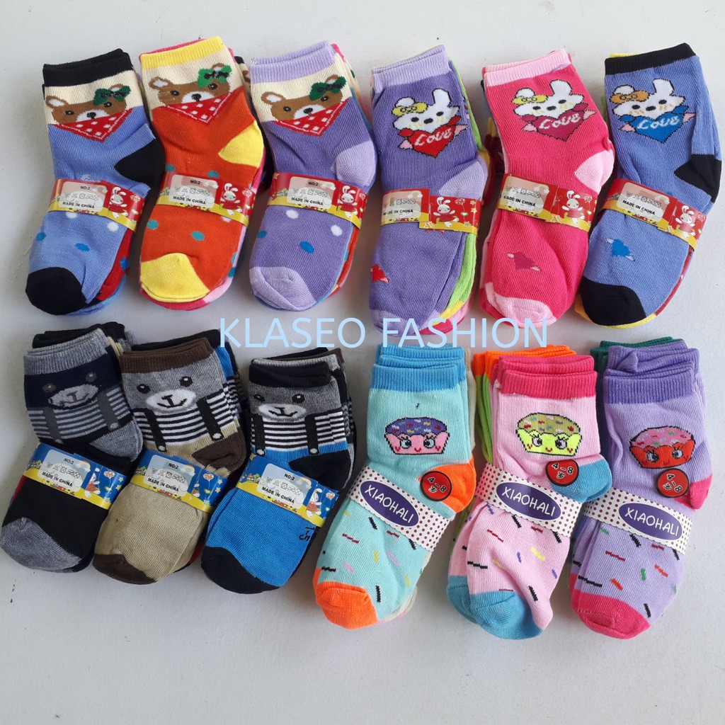 Kaos Kaki Anak Isi 4 Pasang Laki Laki Perempuan Cowok Cewek Usia 1, 2, 3, 4, 5, 6 Tahun Bayi Paud TK