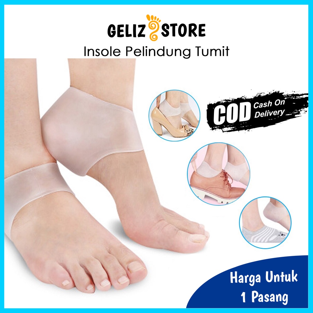 Insole Pelindung Tumit Kaki Kering dan Pecah-Pecah Bahan Silicone Gel 1 Pasang