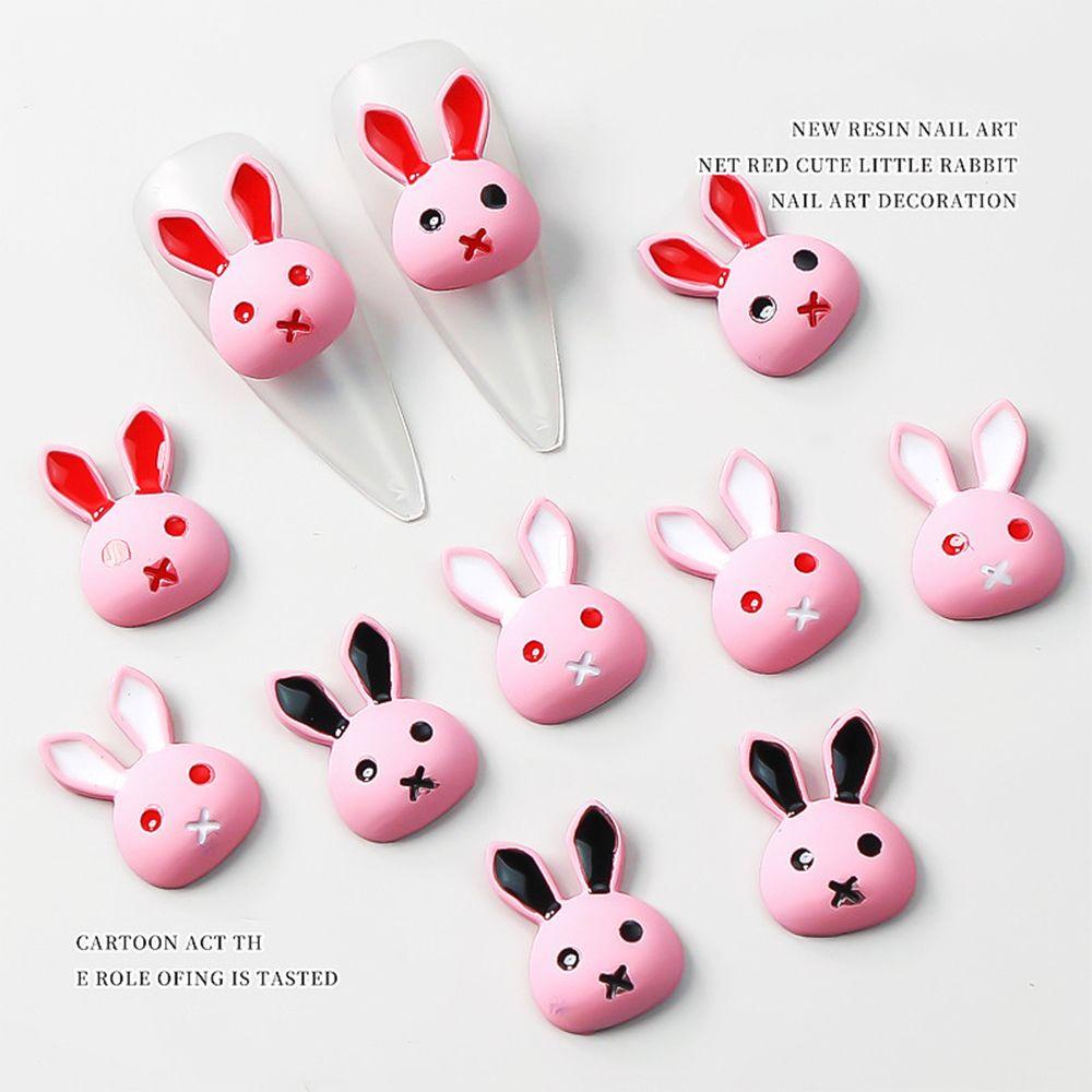 Mxbeauty Hiasan Kuku Kelinci Fashion Pink Manicure Nail Art Charms Perhiasan Kuku Kartun