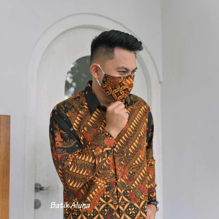 Baju Batik Pria Lengan Panjang Modern Limited Edition Batik Cowok Modern Premium Solo Aluna Gba 096
