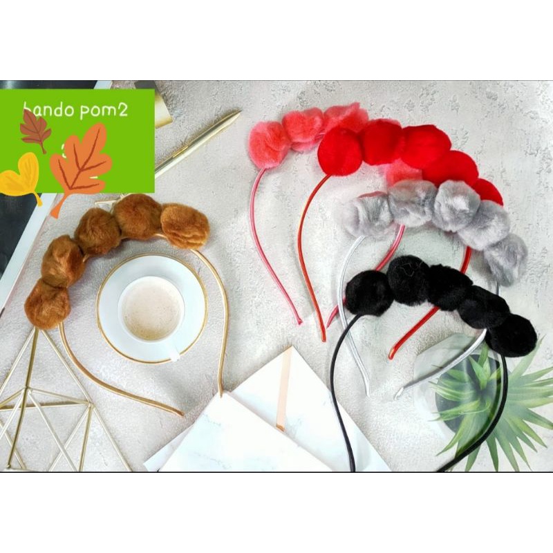 BANDO POM POM isi 6pcs BANDO RAMBUT MOTIF POM POM BANDO ANAK