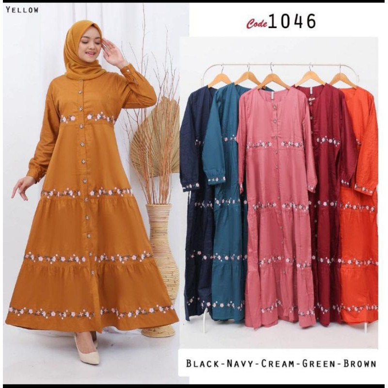 TERLARIIS GAMIS KATUN JEPANG BORDIR BUNGA JUMBO XXl,3XL