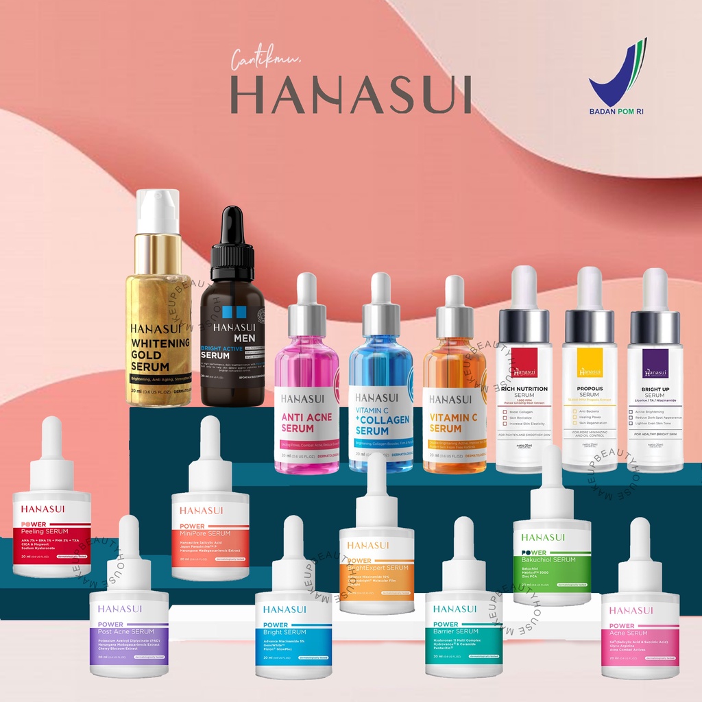 HANASUI Serum | Power Serum 25ml / 20ml - Whitening Gold | Anti Acne | Bright Up | Propolis | Vitamin C | Men Bright | Rich Nutrition | Bakuchiol | Barrier | MiniPore | Post Acne | Acne Serum | Peeling | Bright Serum | BrightExpert