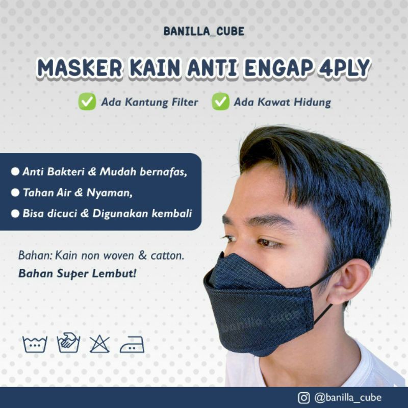 Masker kain polos 3D 3ply Model KF94 PREMIUM