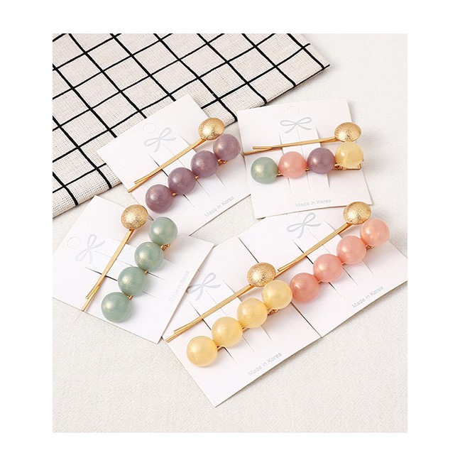 LRC Jepit Rambut Fashion Semi-bead Hair Clip Set Y61717