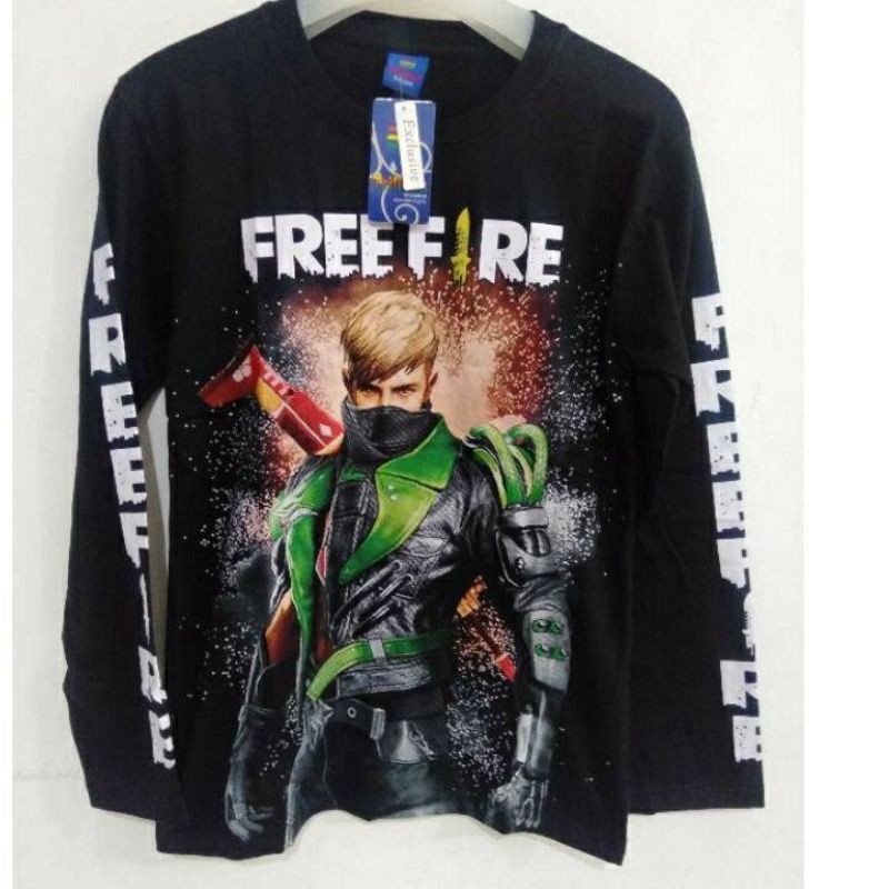 KAOS / BAJU ANAK FF FREE FIRE HITAM LENGAN PANJANG / EP EP GAME GARENA MURAH