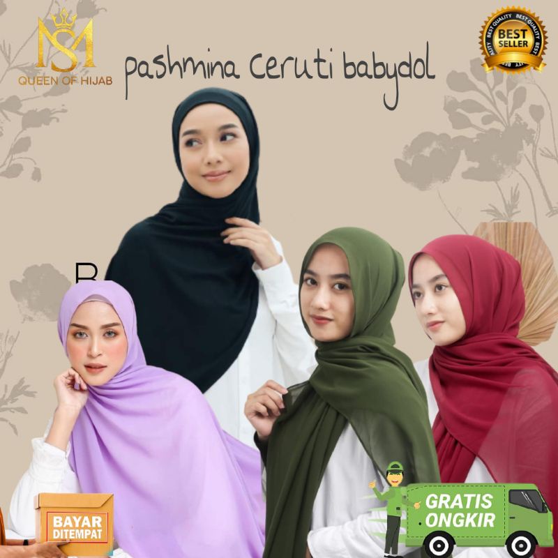 Pashmina Ceruty babydol 175x75 /Kerudung Ceruti babydol/pasmina malay shwal