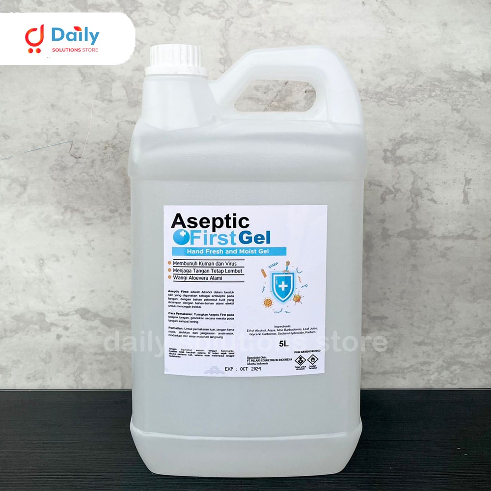 HAND SANITIZER GEL 5 LITER ASEPTIC FIRST HANDSANITIZER FRESH DAN MOIST ANTI VIRUS ANTIBACTERIAL