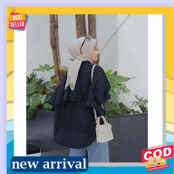 Atasan Kemeja Katun Linen Import New Style Lengan Warna Lubana#6623 Kemeja Wanita // Kemeja Import B