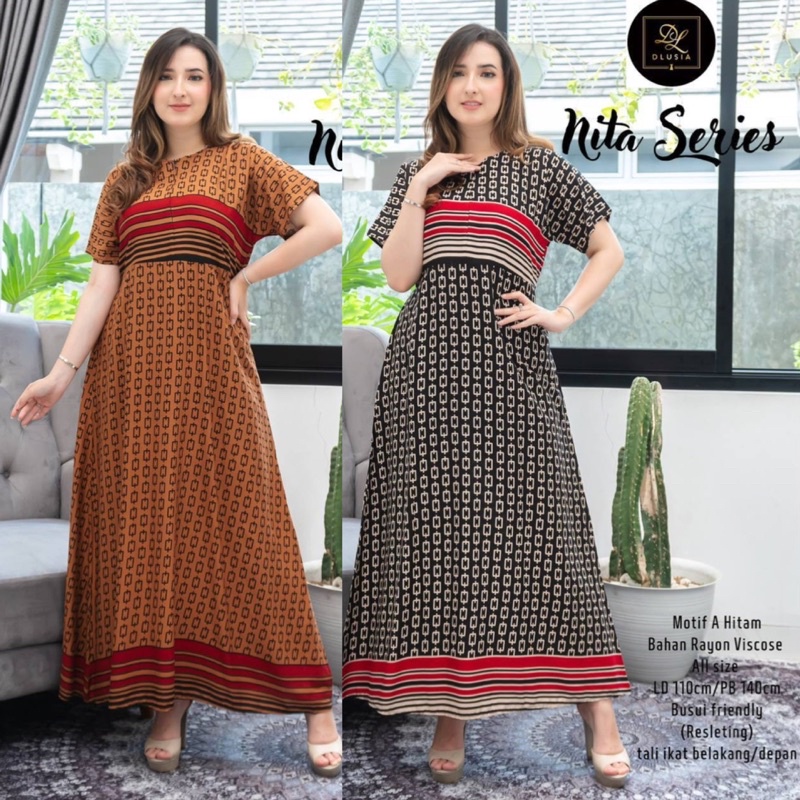 Daster Arab Dlusia NITA SERIES Dress Rayon motif Branded Original By Dlusia