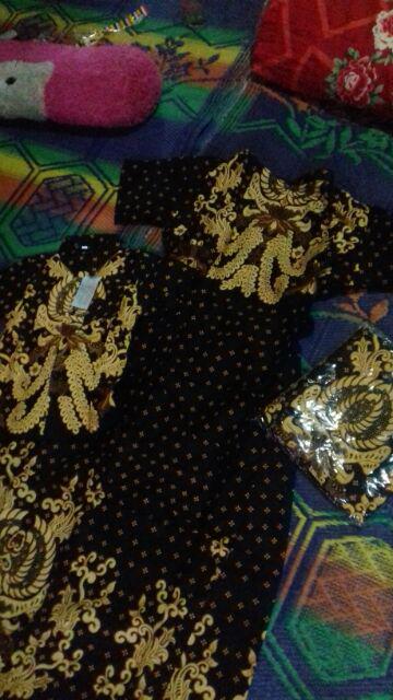 Couple Batik Keluarga Sarimbit Gamis Keluarga Set Ayah Ibu&anak Motif Kawung Putih