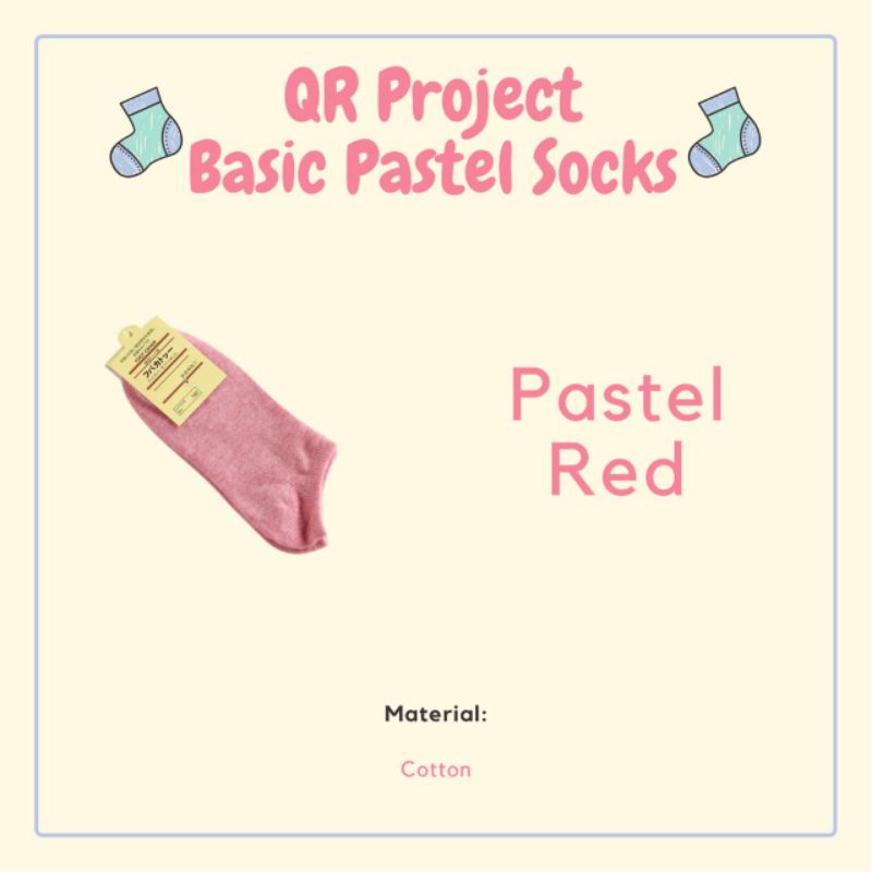 QR Project id kaos kaki polos warna pastel Basic Pastel Socks