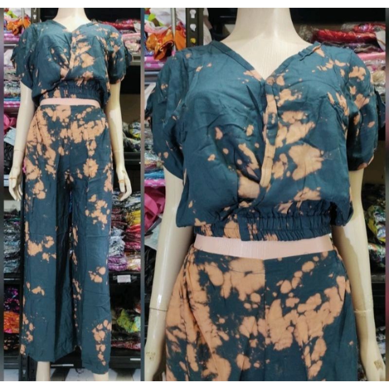 SETELAN CROP TIE DYE lengan pendek