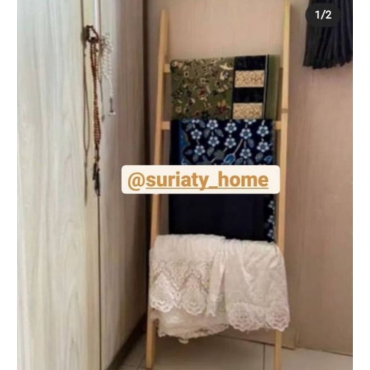 Rak jilbab ladder hanger jilbab rak kayu