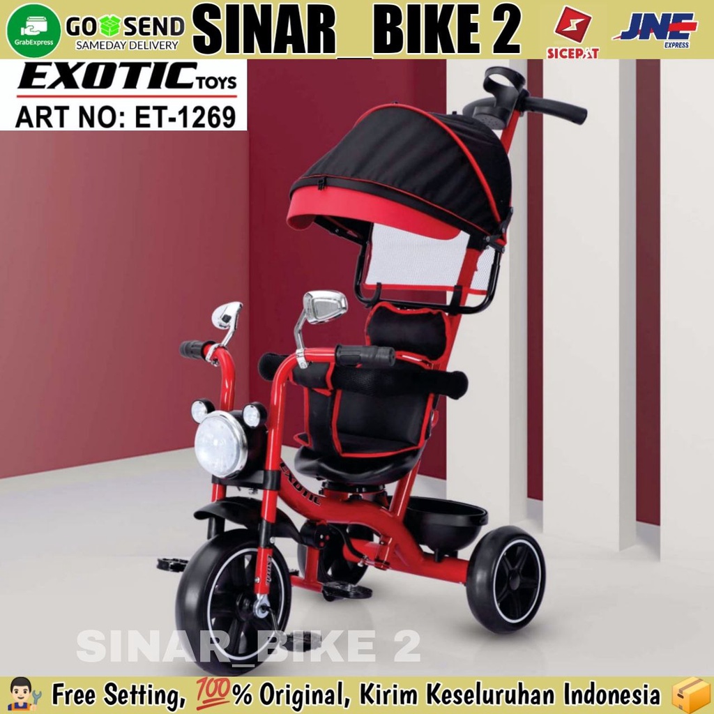 Sepeda Roda Tiga 3 EXOTIC ET-1267,1269 Kursi Putar Kanopi Tricycle Anak