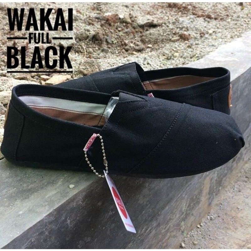 Fenzshoes - Sepatu Slip On Anak Pria Wanita Wakai Full Black Size 26-43 Terlaris Termurah Terbaru