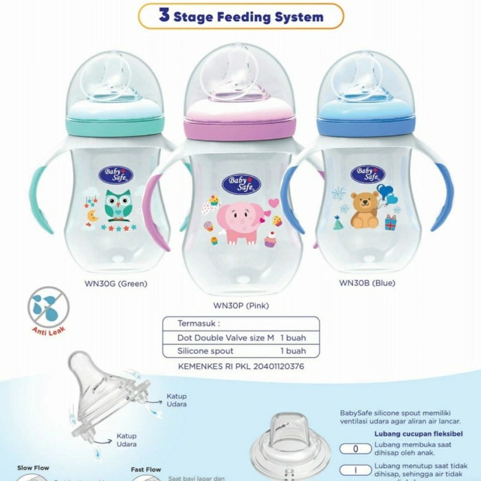 BABYSAFE 3 Stage Feeding Bottle Botol Dot Spout Training Cup Baby Safe