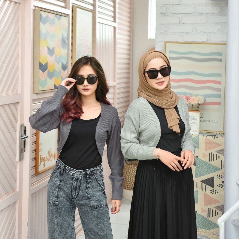 Zeta cardigan crop atasan rajut wanita