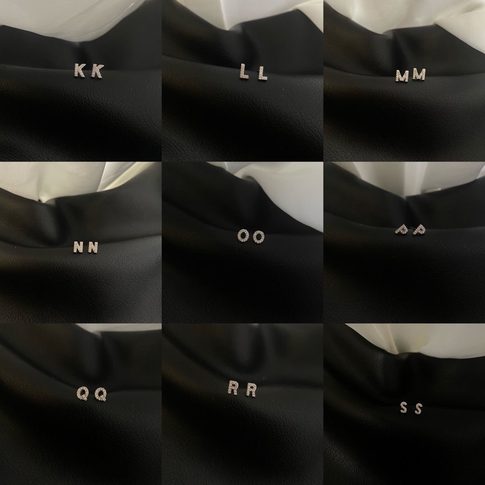 COS 925 sterling silver anting wanita kombinasi 26 huruf pria dan wanita fashion sederhana R22