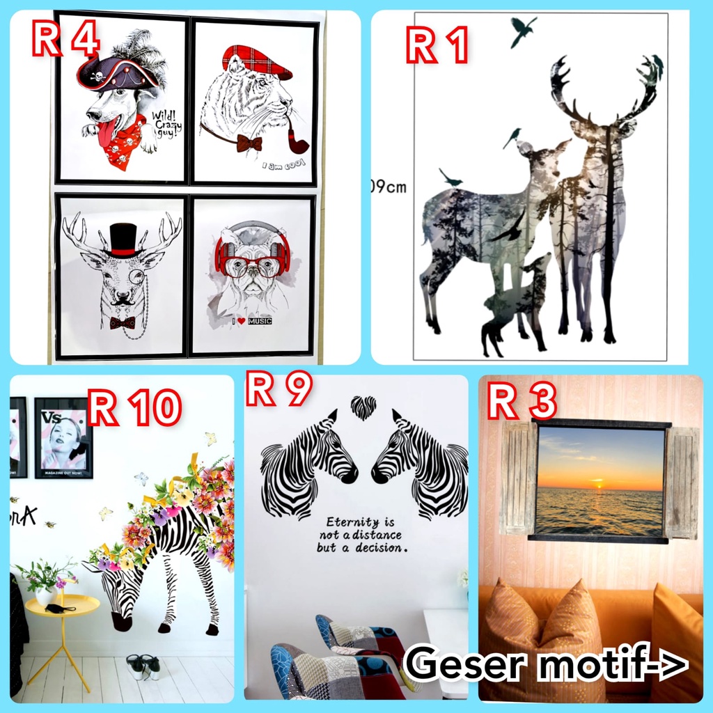WALLSTICKER WALL STICKER STIKER DINDING RUSA  HIASAN DINDING ANIMAL SILUET JENDELA ZEBRA WALLSTIKER