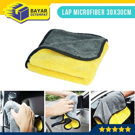 Kain Lap Mobil Motor Microfiber 2 SISI Ukuran 30X30 Cm Halus Lembut Tebal
