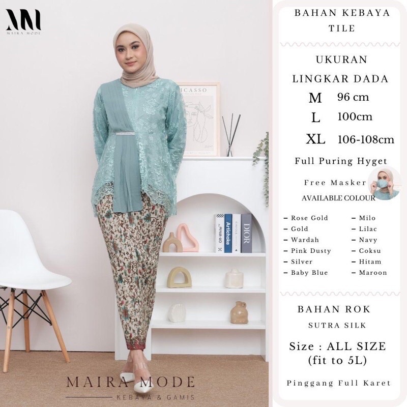 COD/BAYAR DITEMPAT/SET KEBAYA SELENDANG MODERN/KEBAYA MODERN/KEBAYA WISUDA