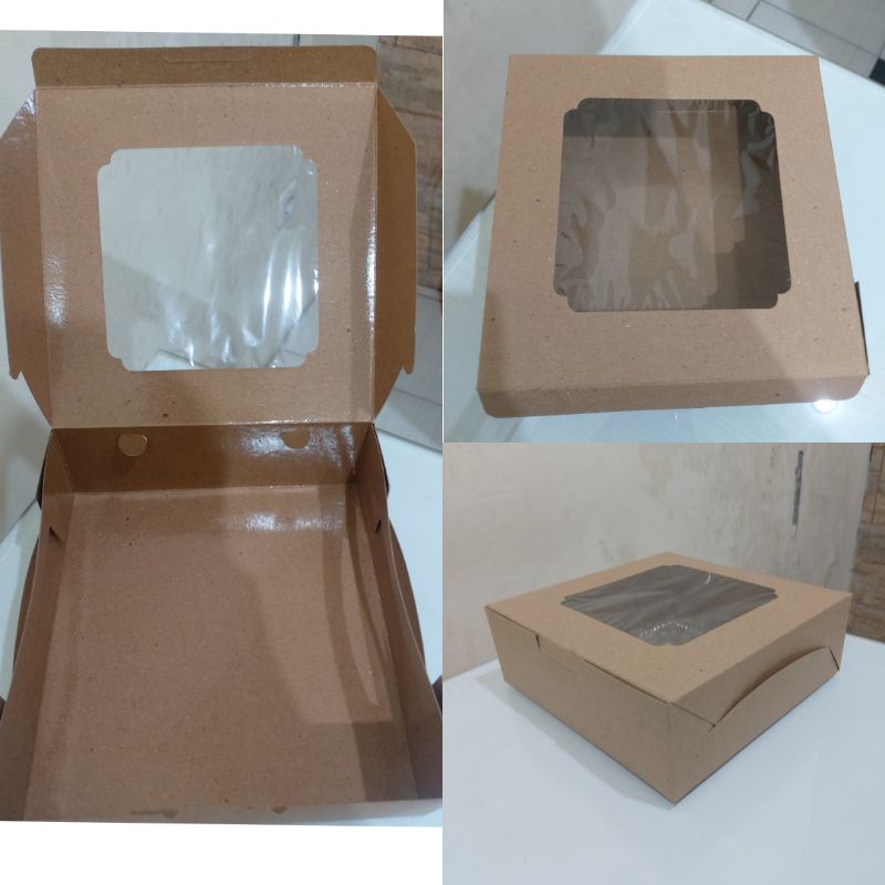 Dus Kue Laminasi Windows Uk. 20 x 20 x 7 cm cm Bukaan atas + Tatakan Nasi Isi 5
