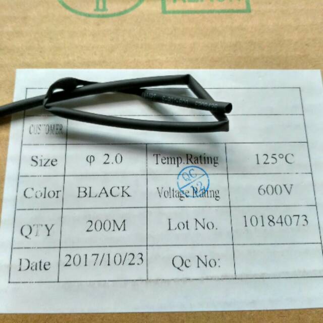 

Selongsong isolasi bakar 2 mm hitam 200metee