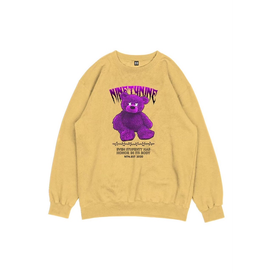 Sweater Crewneck NINETY NINE PURPLE BEAR / Jaket Crewneck Pria / Jaket Crewneck Wanita Available M L XL Casual Good Brand Quality Original (Fulltag) Realpict