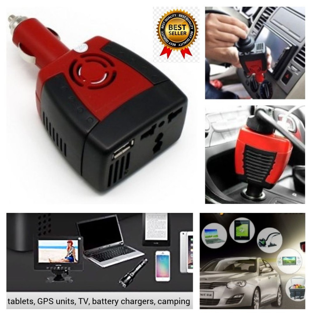 Power Inverter Converter Mobil DC 12v AC 220V 75W 4USB 7RRS0ABQ 111