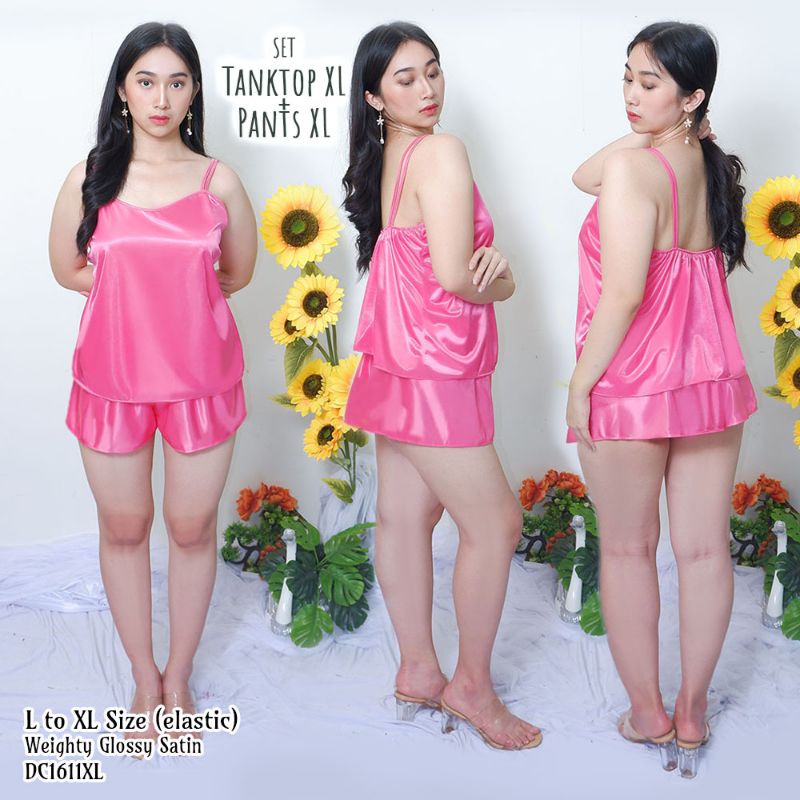 Setelan babydoll wanita sexy baju tidur satin big size jumbo bigsize 1611PBD_XL