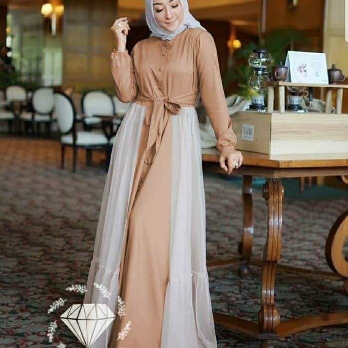 Baru Alg Maxi Firosa Tile Mocca Dress Pesta Gamis Murah Berkualitas |
