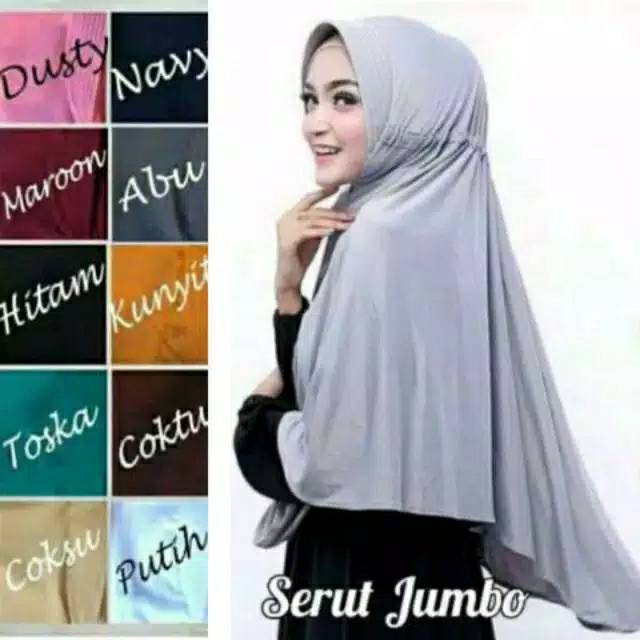 Jilbab Instan Serut Jumbo / Serut Polos Jokowi Jumbo Jersey Syari / Serut Adiba Jokowi Jumbo-4