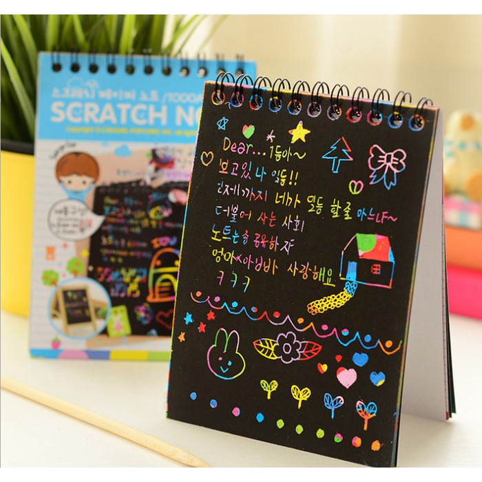 

RAINBOW SCRATCH NOTE 2 + WOODEN STICK (FREE) Buku Tuis Sketsa Gambar