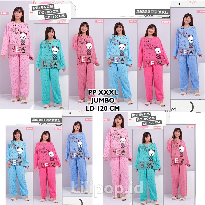 Baju Tidur Jumbo Wanita PP XXXL Ld 120 Lengan Panjang Baby Doll Bahan Kaos Bigsize Murah Koala