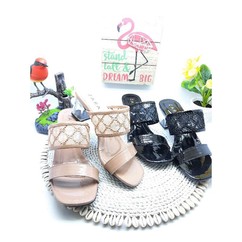 SANDAL HAK KACA WANITA /SENDAL PESTA HEELS KACA