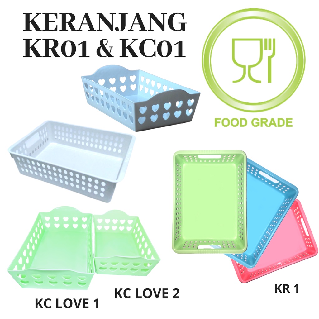 Keranjang Serbaguna Plastik KR01 Lebih Besar Storage Desk Box Tempat Kotak Penyimpanan Bumbu Dapur Aksesoris Baju Mini Food Grade Organizer Container Murah