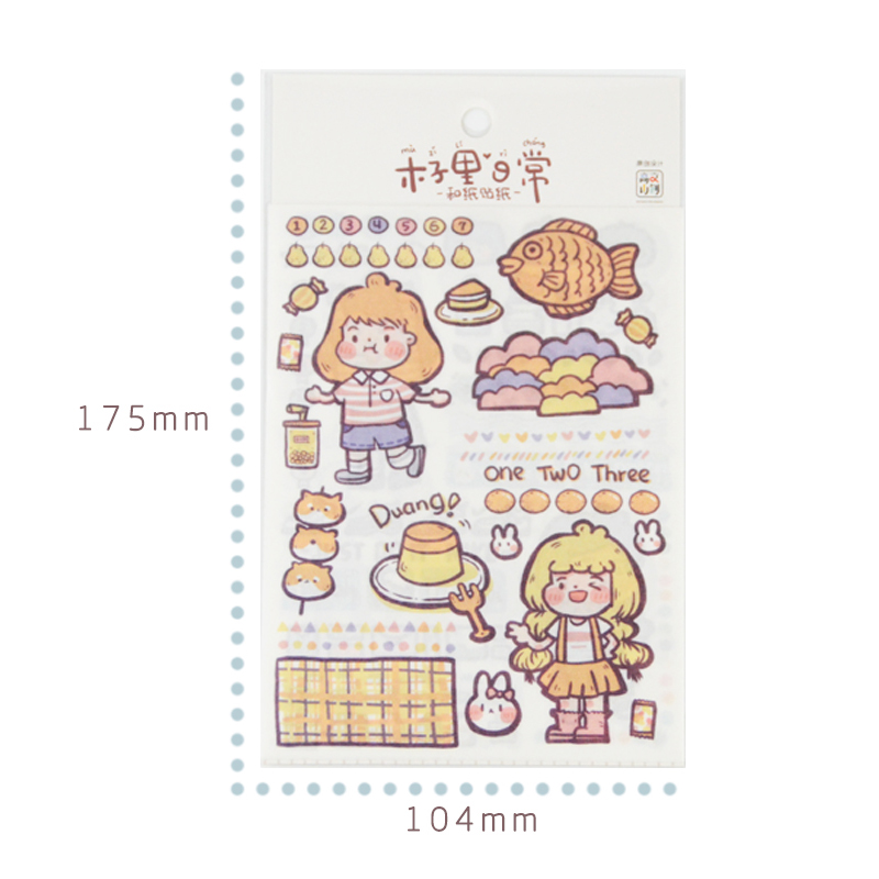 4 Sheets Creative Cartoon Girl Diary Decoration Sticker Handbook DIY Japanese Character Japanese Paper Sticker