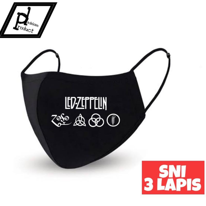 Masker Band Metal LED ZEPPELIN 3 Lapis / Masker 3 Ply / Masker 3 Lapis / Masker Earlop / Masker Band