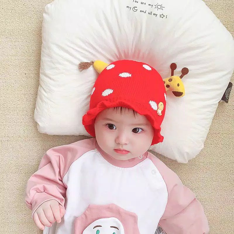 Topi Kupluk Casual Bayi Topi Anak MOTIF POLKADOT JERAPAH