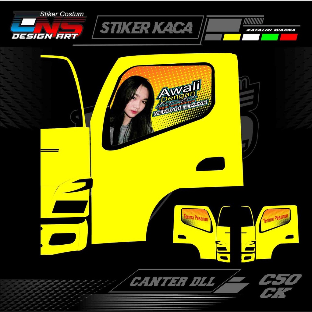 stiker kaca pintu truk/canter/pickup stiker variasi truk/canter/all pickup stiker kaca mobil