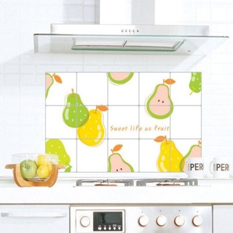 Stiker / Wallpaper Dinding Dapur Anti-Minyak Motif Buah Pir