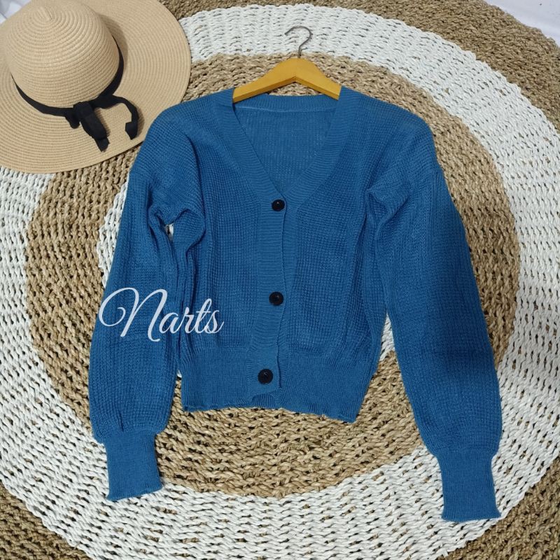 Olivia Cardy Crop / Eireen Crop Cardy / REAL PICT !!!-Denim