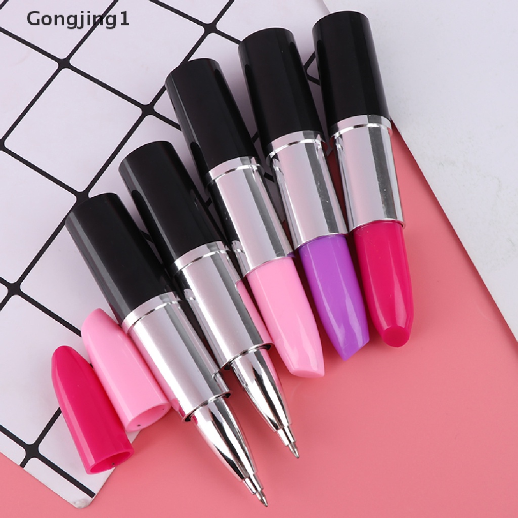 Gongjing1 1pc Pulpen Bentuk Lipstick Kartun Untuk Sekolah / Kantor