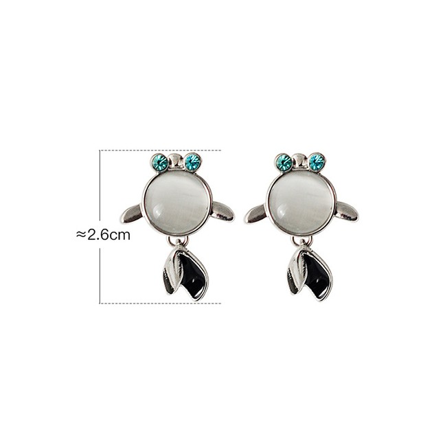 LRC Anting tusuk Fashion Silver Enamel Glazed Opal Goldfish Earrings D76800