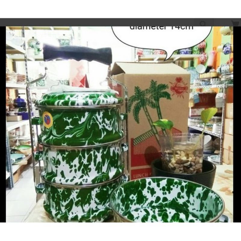 RANTANG ENAMEL JADUL BLURIK LURIK BLIRIK LORENG LUNCH BOX SUSUN KOTAK MAKAN