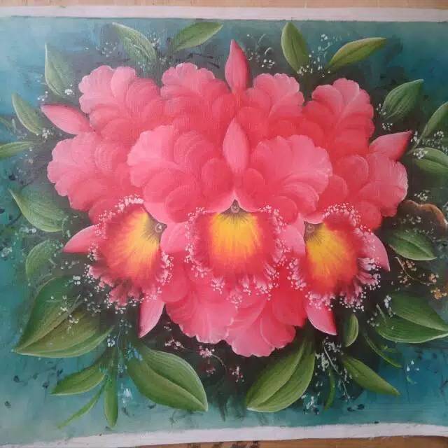 LUKISAN BUNGA || LUKISAN KANVAS || LUKISAN CAT MINYAK || DEKORASI