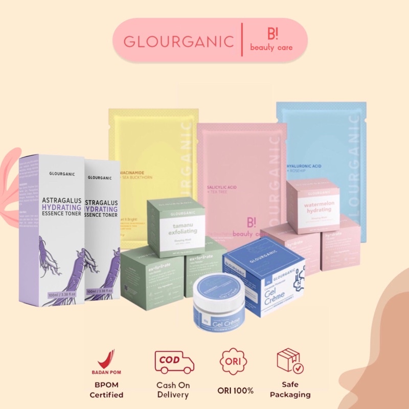 [READY SIAP KIRIM] Glourganic Watermelon Hydrating sleeping mask | Tamanu Exfoliating sleeping mask | Ceramide Moisturizer | Powder Mask
