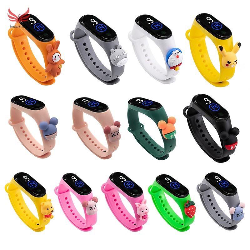 Jam Tangan Gelang LED Kartun Anak IP67 SUPER HERO MARVEL Led Motif Mickey Pikachu Silikon Tahan Air